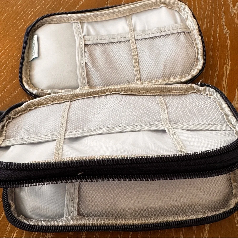 NIB TRAVEL BUNDLE - RFID Security Neck Pouch, Travel Adaptor, Cord Case